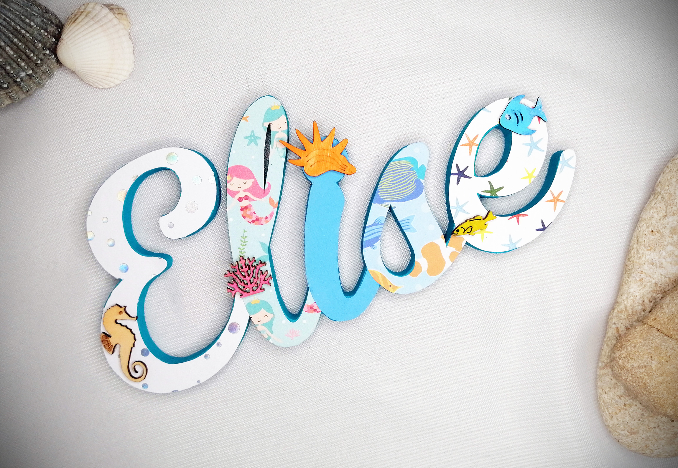 Prénom en bois - Océan