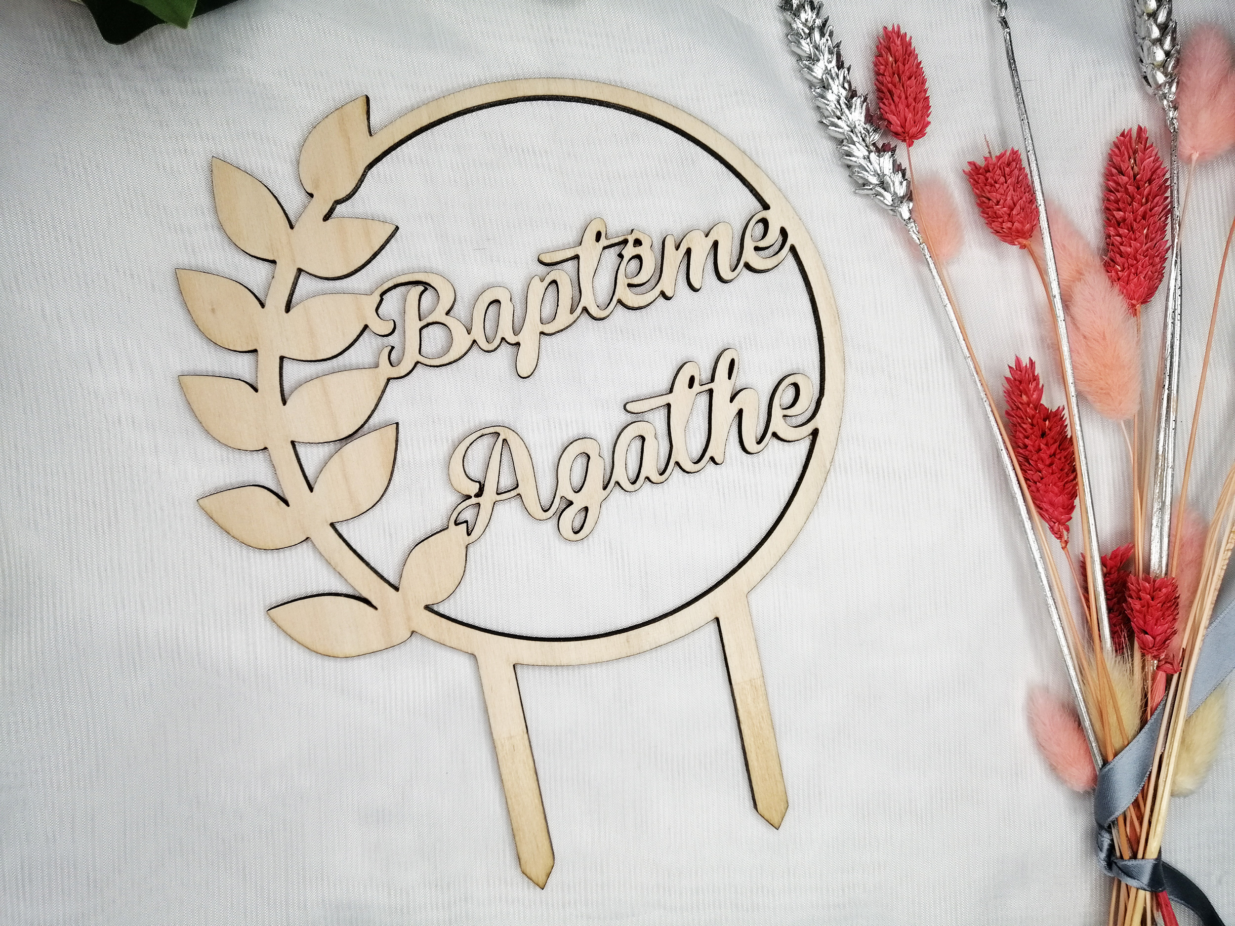 Cake topper floral personnalisé