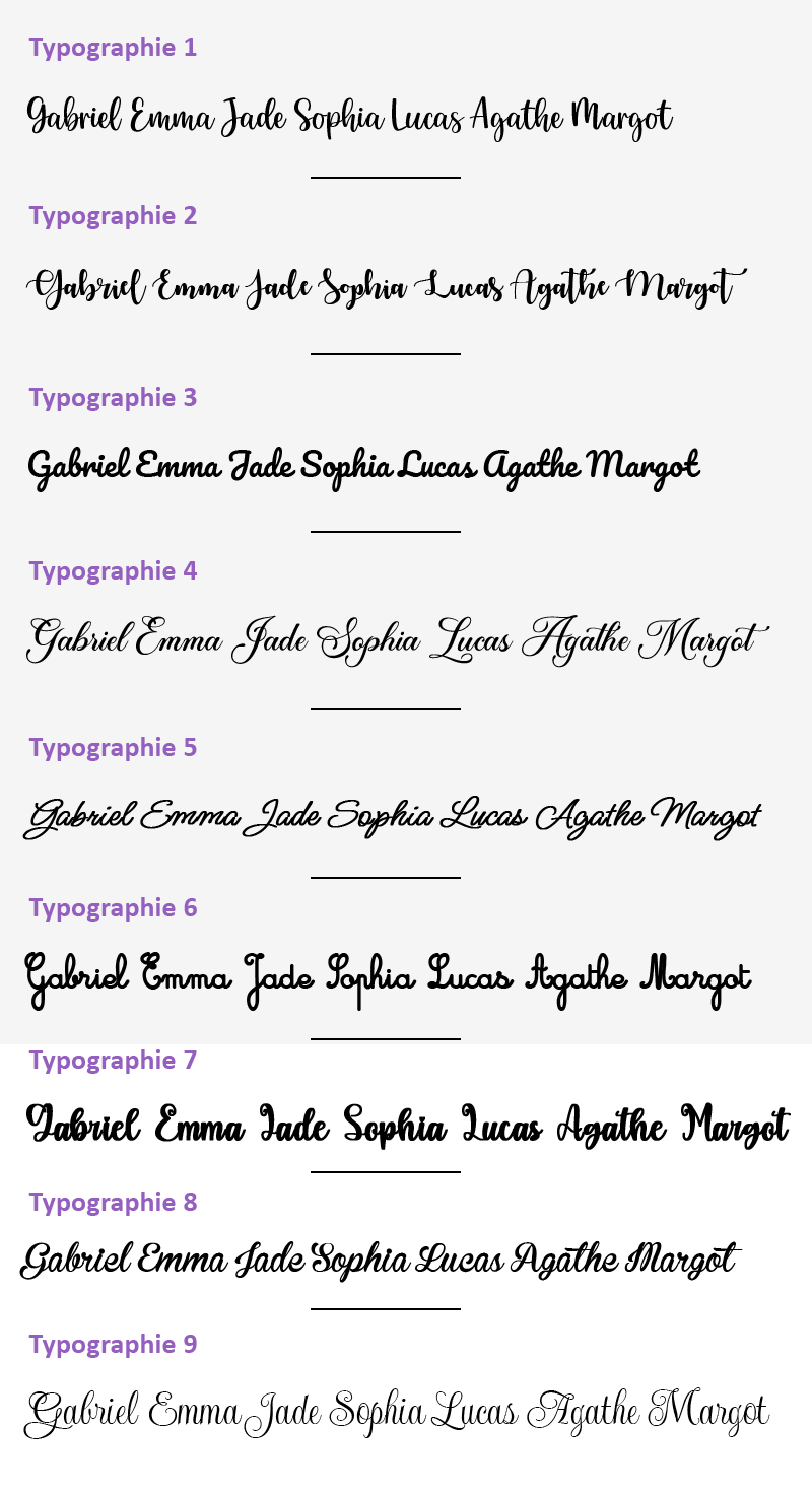 Typographie pour arbre de vie en bois personnel